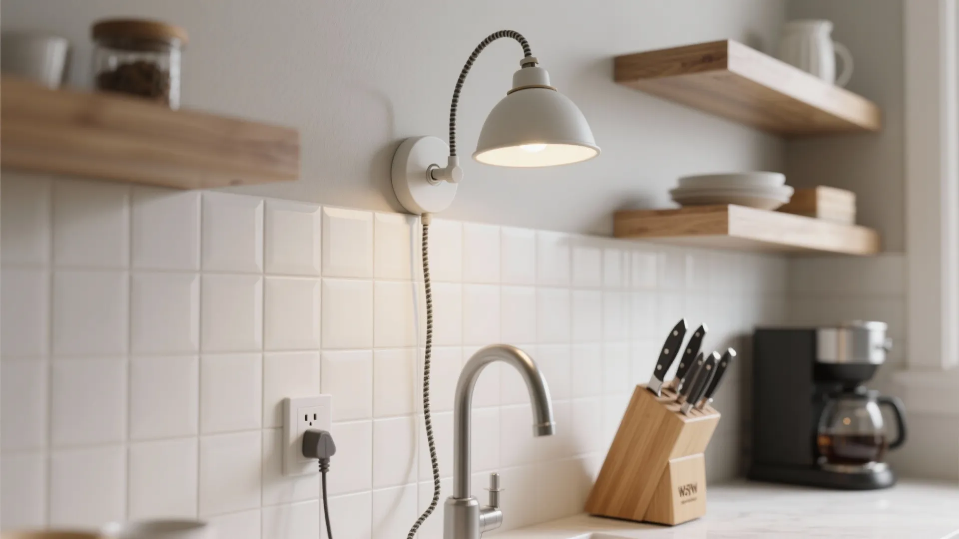 Task Sconces Over Backsplash and Utility Zones