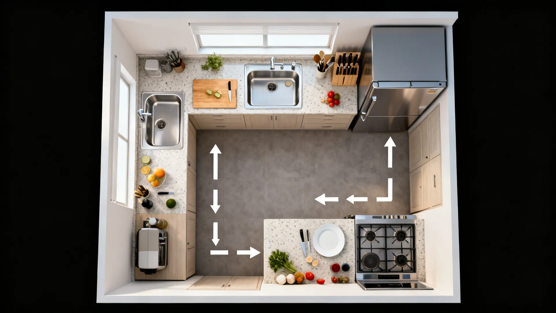 Work Triangle Evolved: Prep, Cook, Plate—Fast