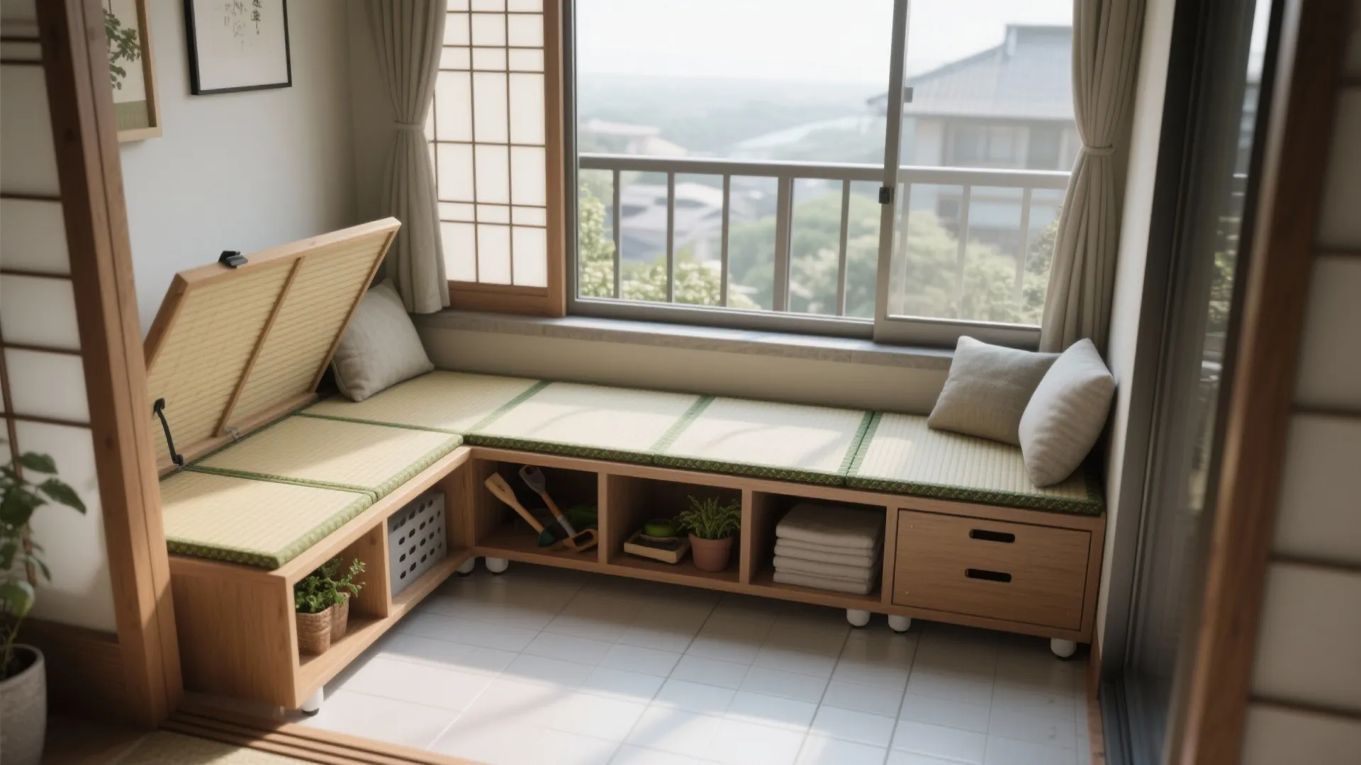 Tatami Bench with Hidden Storage