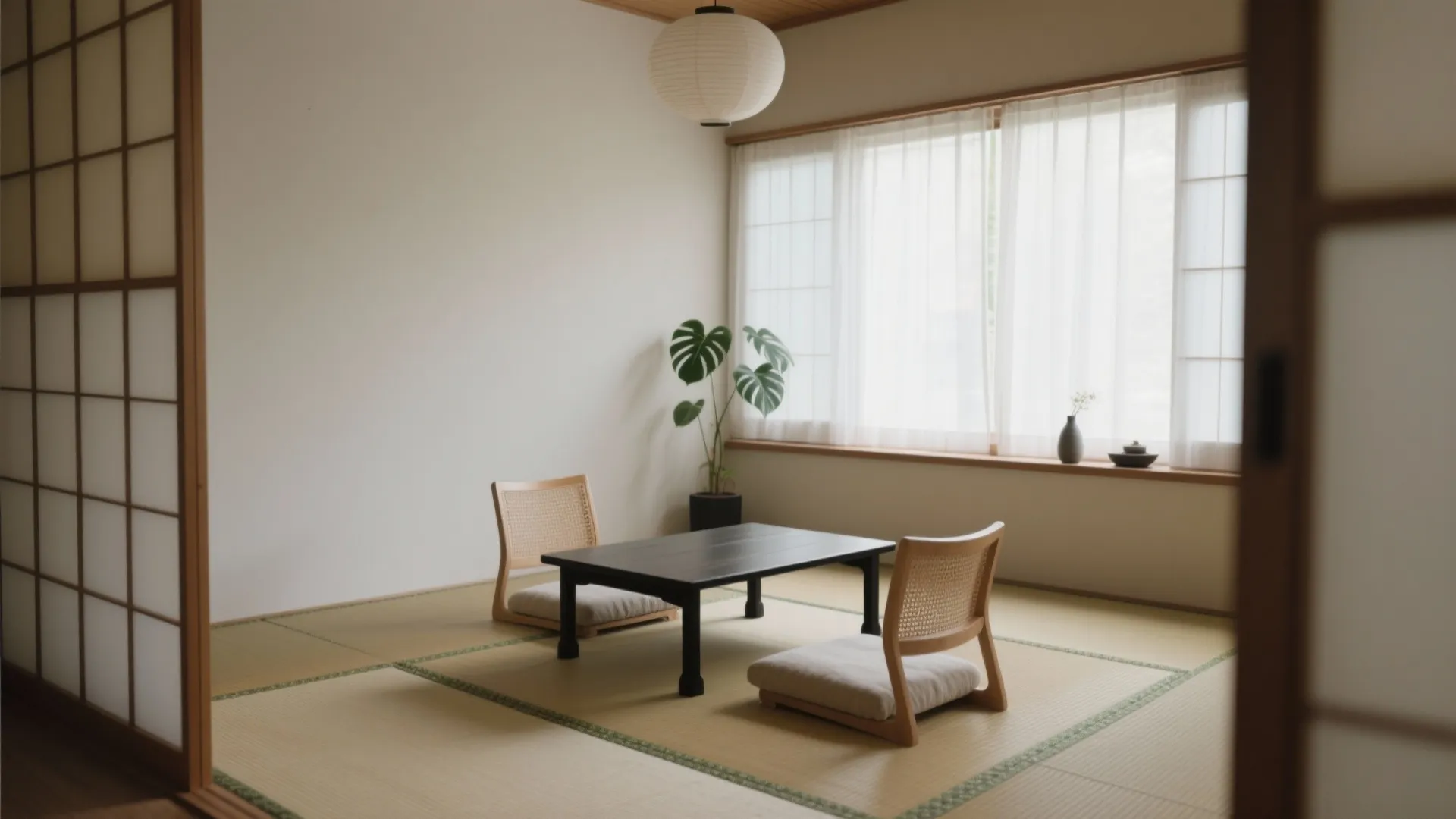 Japanese-style tatami corner with a chabudai