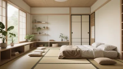 Japanese-Style Bedroom with Tatami and Natural Light