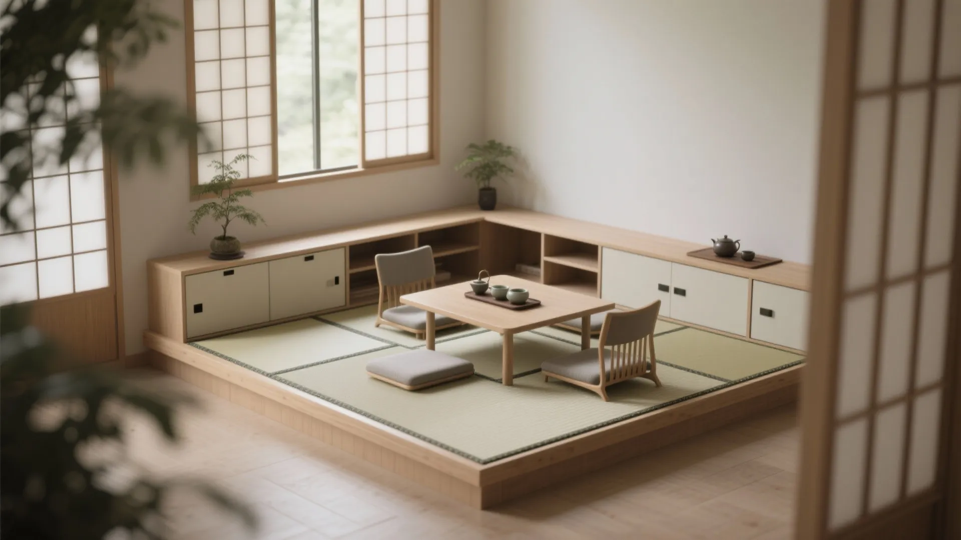 Japanese-Style Tatami Platform with Low Table