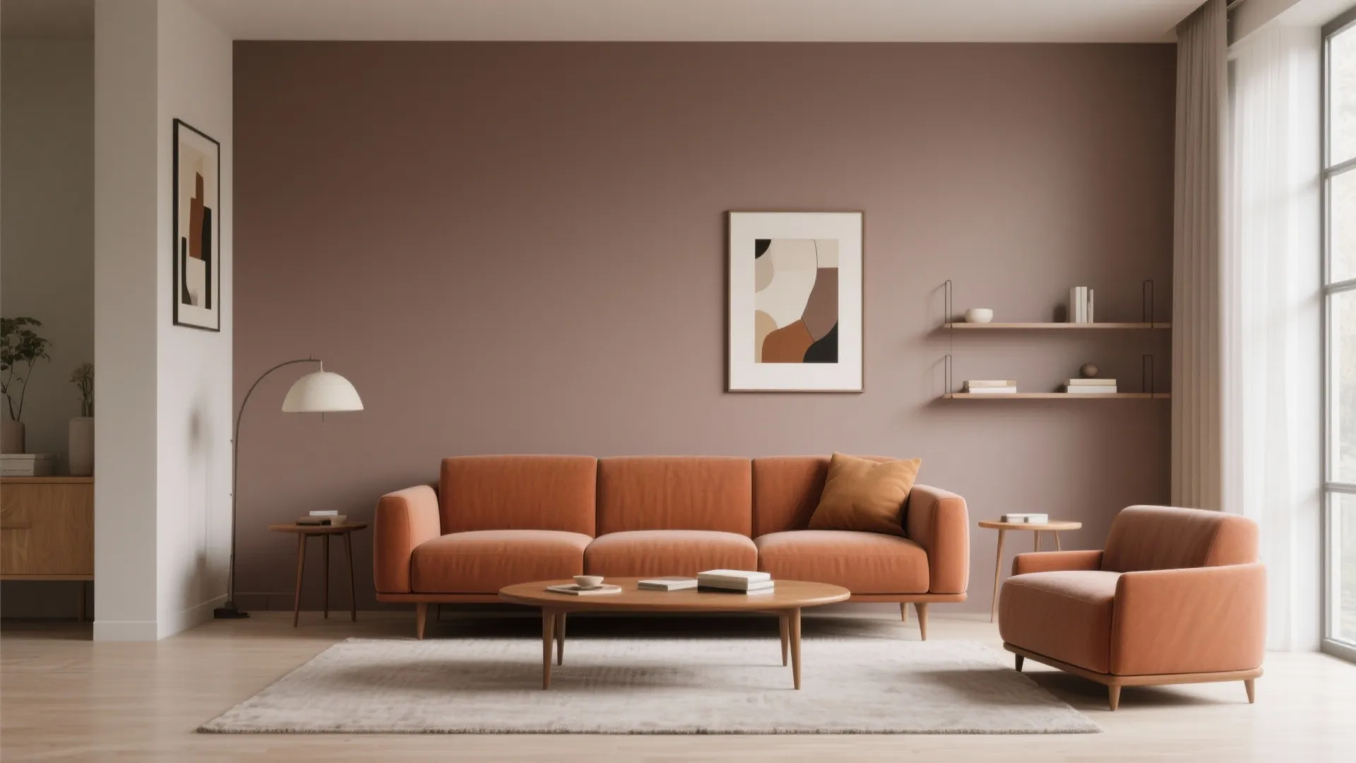 3. Taupe Accent Wall Behind the Sofa