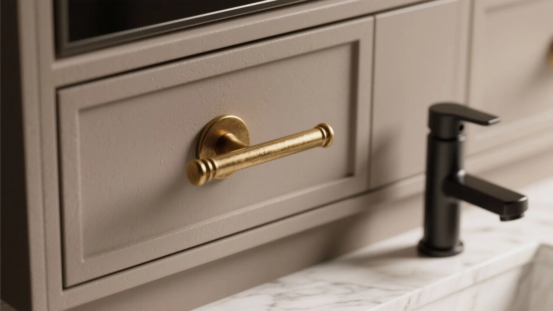 3. Pair taupe with brass or matte black accents