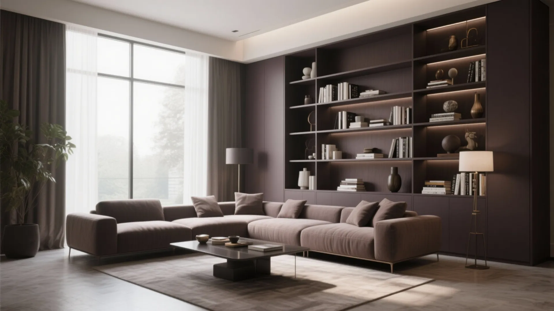 9. Taupe Built-in Shelving