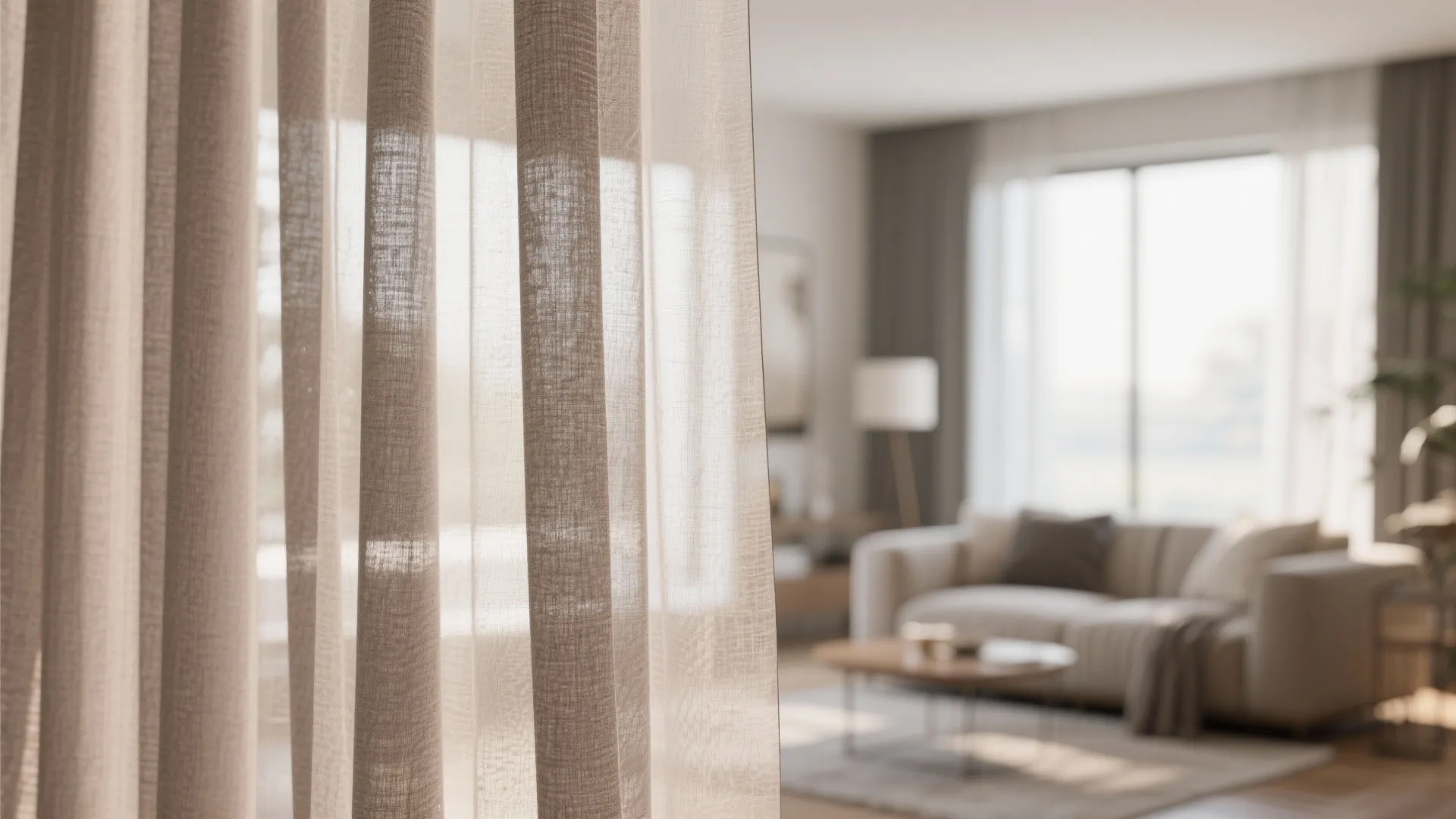 5. Taupe Curtains for Soft Transitions