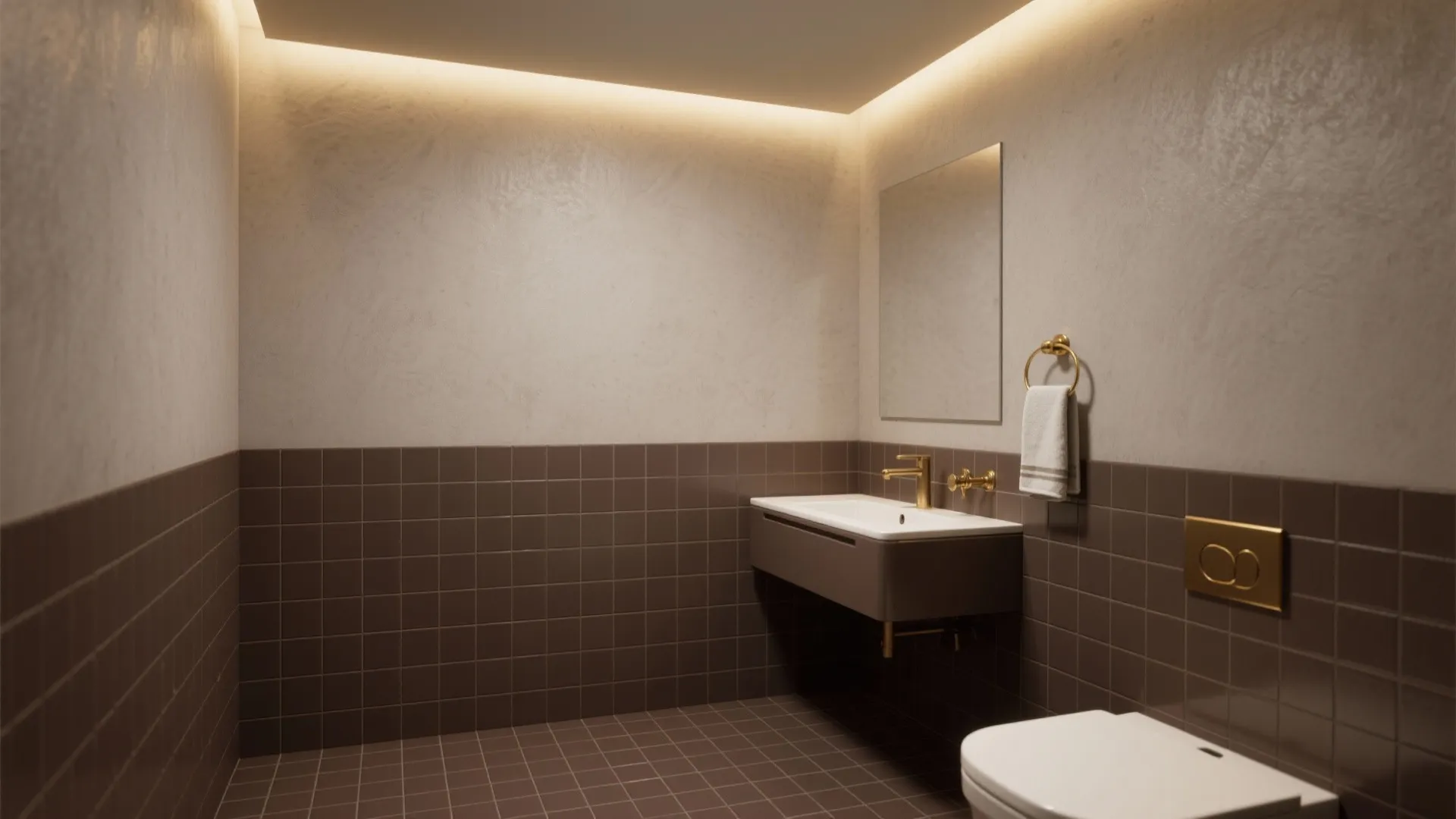 2) Taupe-to-Espresso Gradient with Mosaic Floor