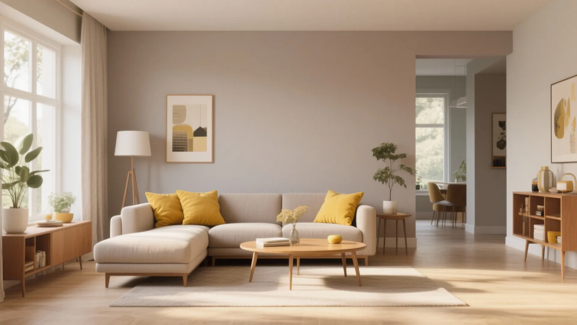 Soft Taupe and Honey Yellow