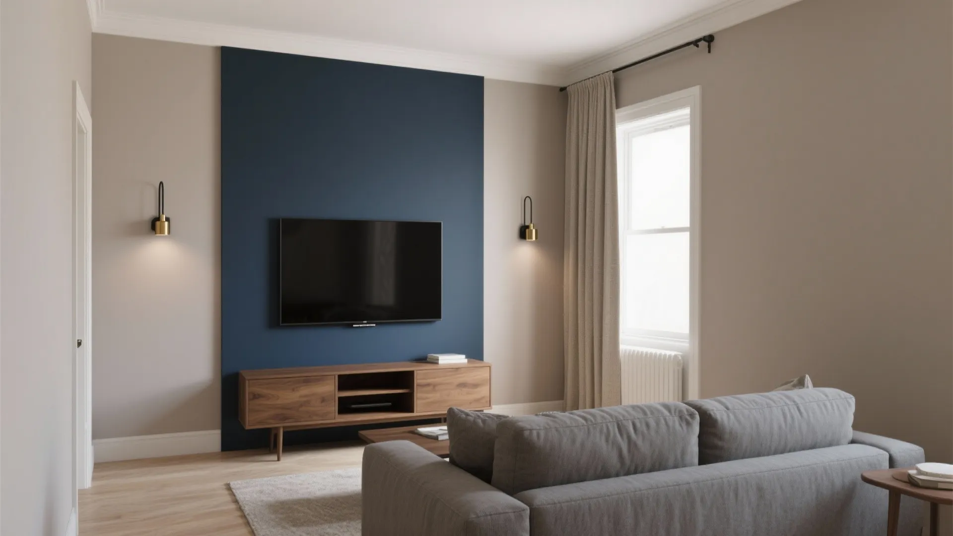 Light Taupe + Deep Navy Accent: Sophisticated Contrast