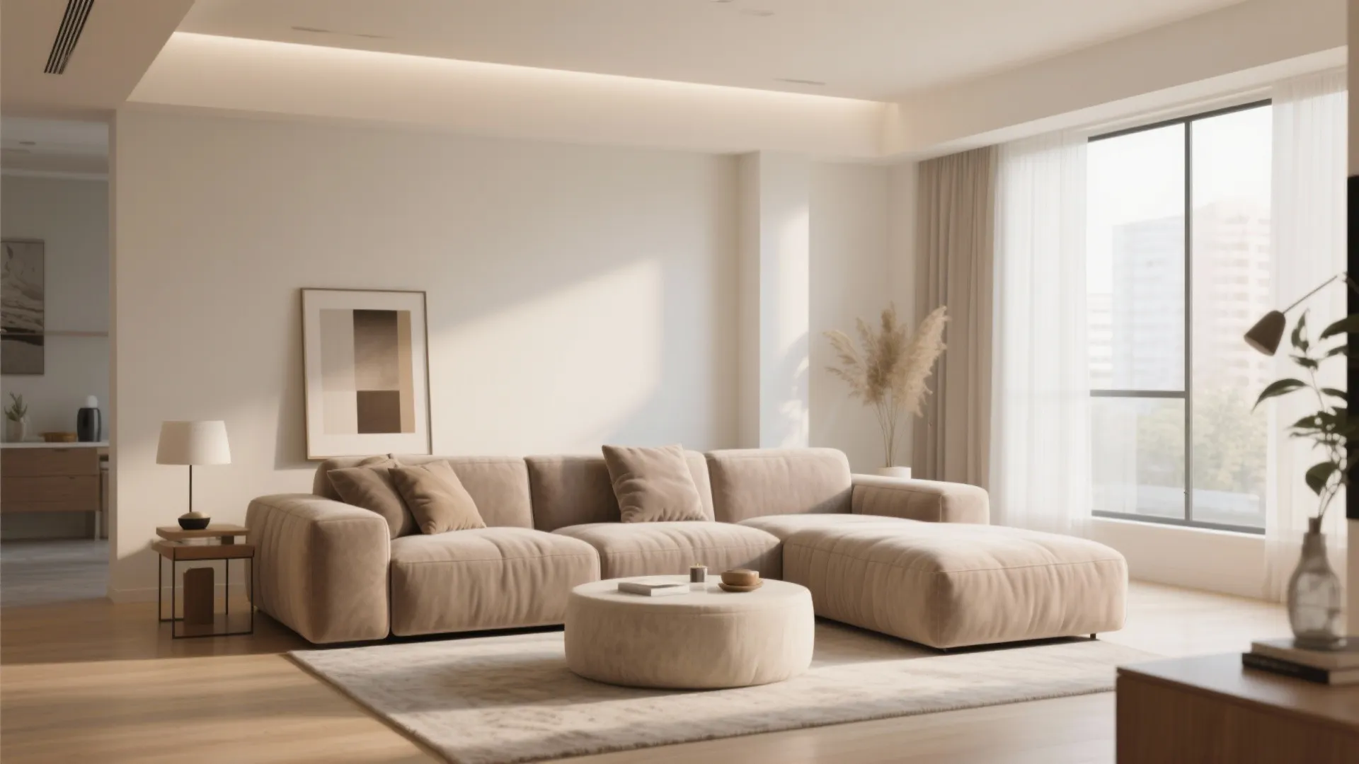 2. Taupe Sofa as a Centerpiece