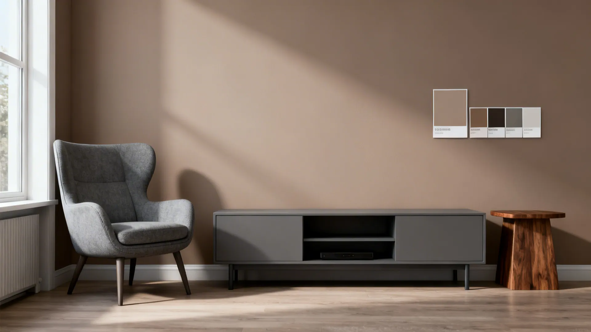 2. Warm Taupe Walls with Cool Grey Accents