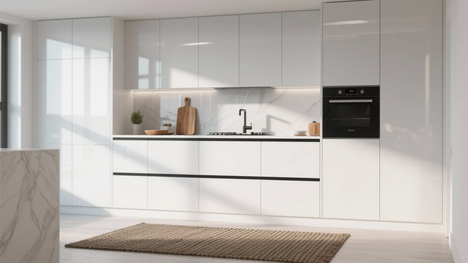 2. Black T-Bar Handles with High-Gloss White