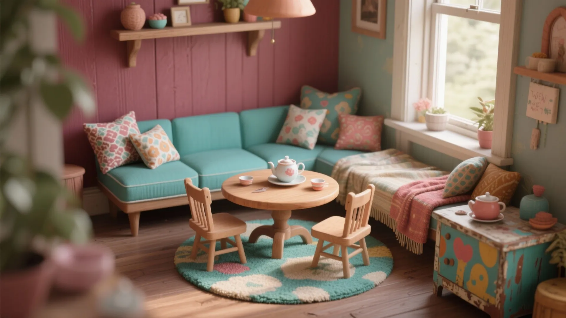 5. A Cozy Mini Tea-Party Nook and Color Play