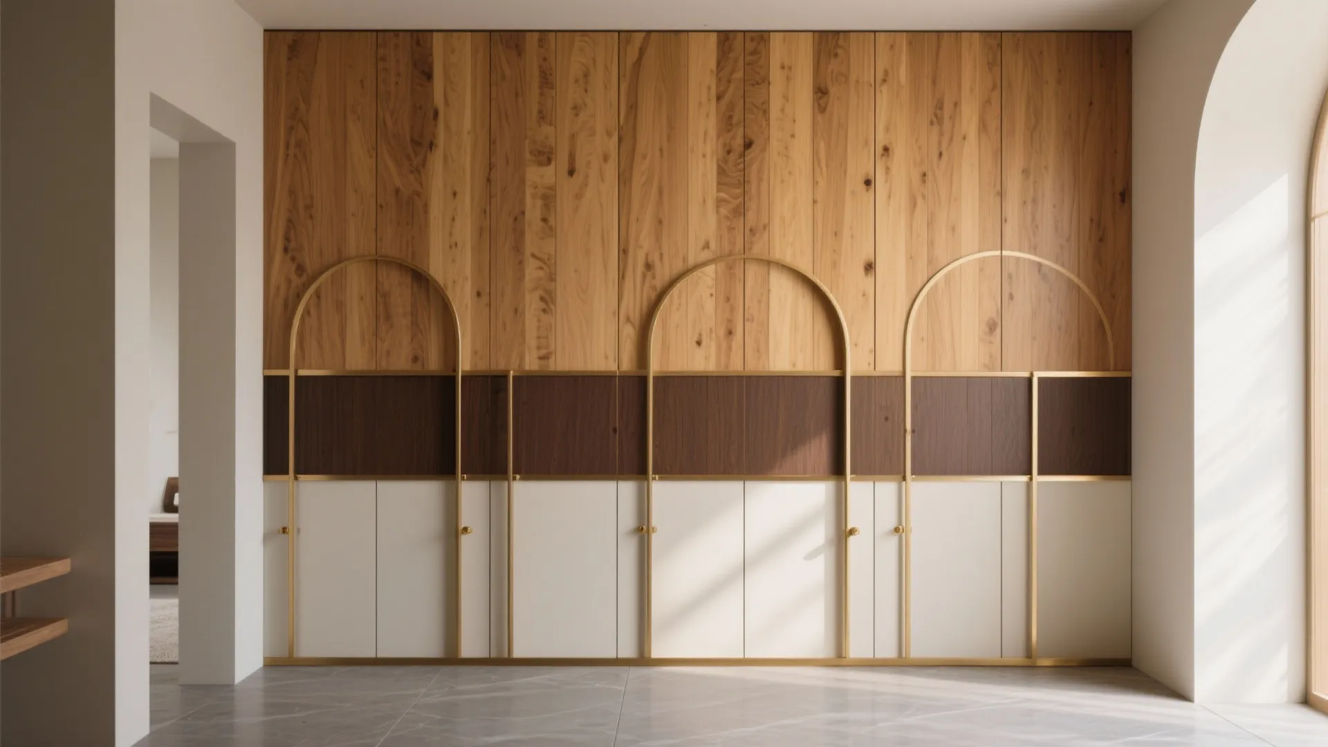 Contemporary Teak Slats with Two-Tone Stain