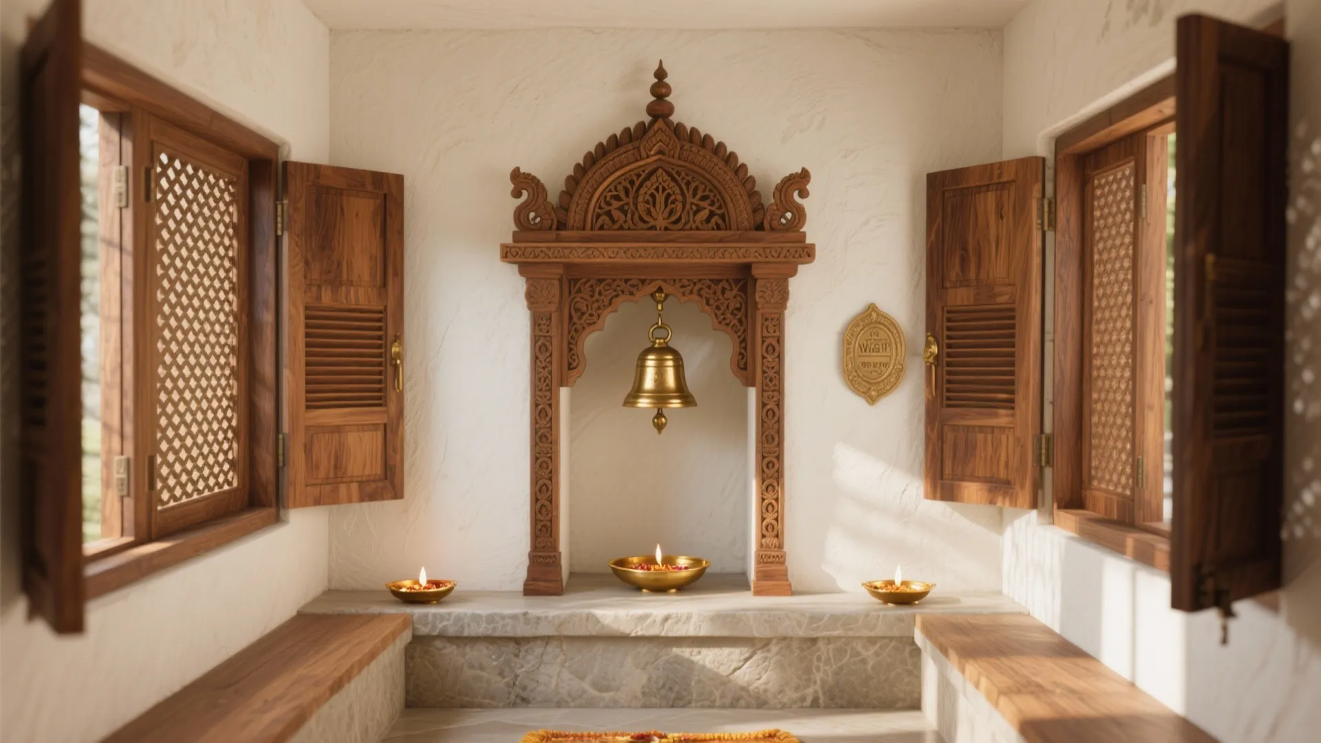 Carved Wood & Brass Serenity