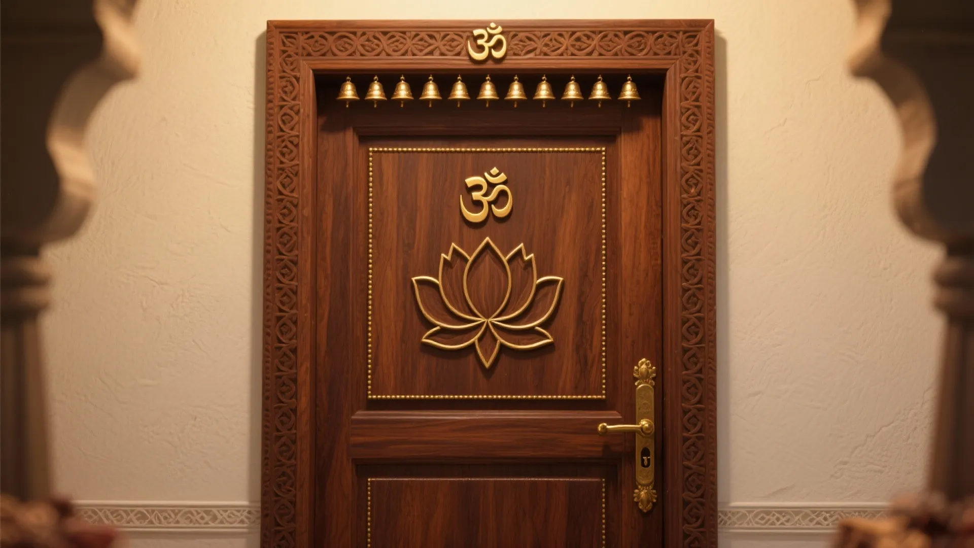 Carved Solid Wood with Brass Details