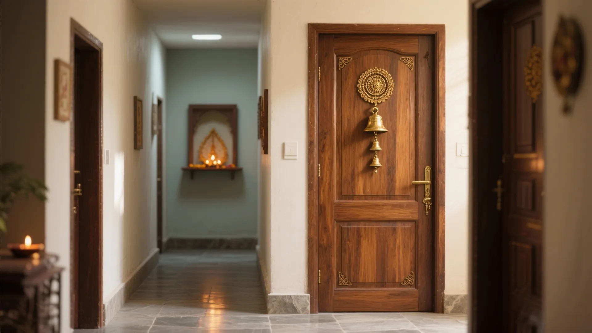 Teak Wood Doors with Brass Motifs