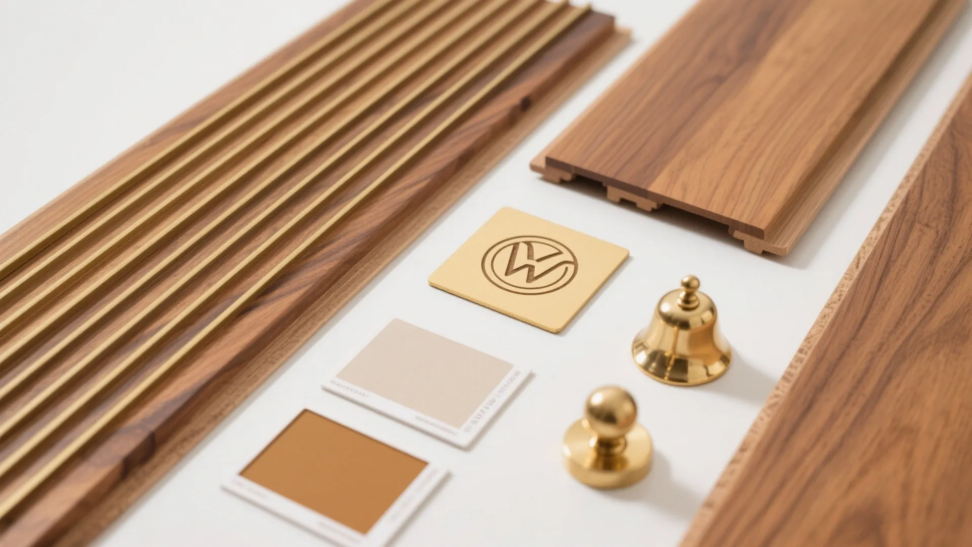 Teak Doors with Brass Inlay and Etched Symbols