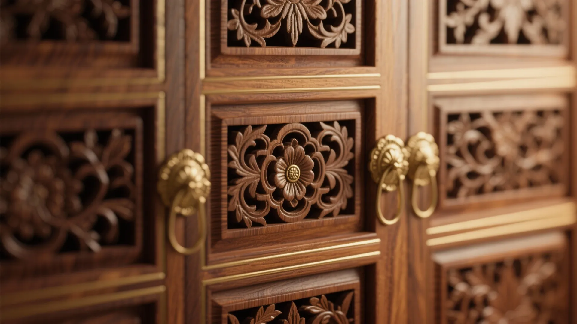 Brass Hardware, Teak Frames, and Carved Panels