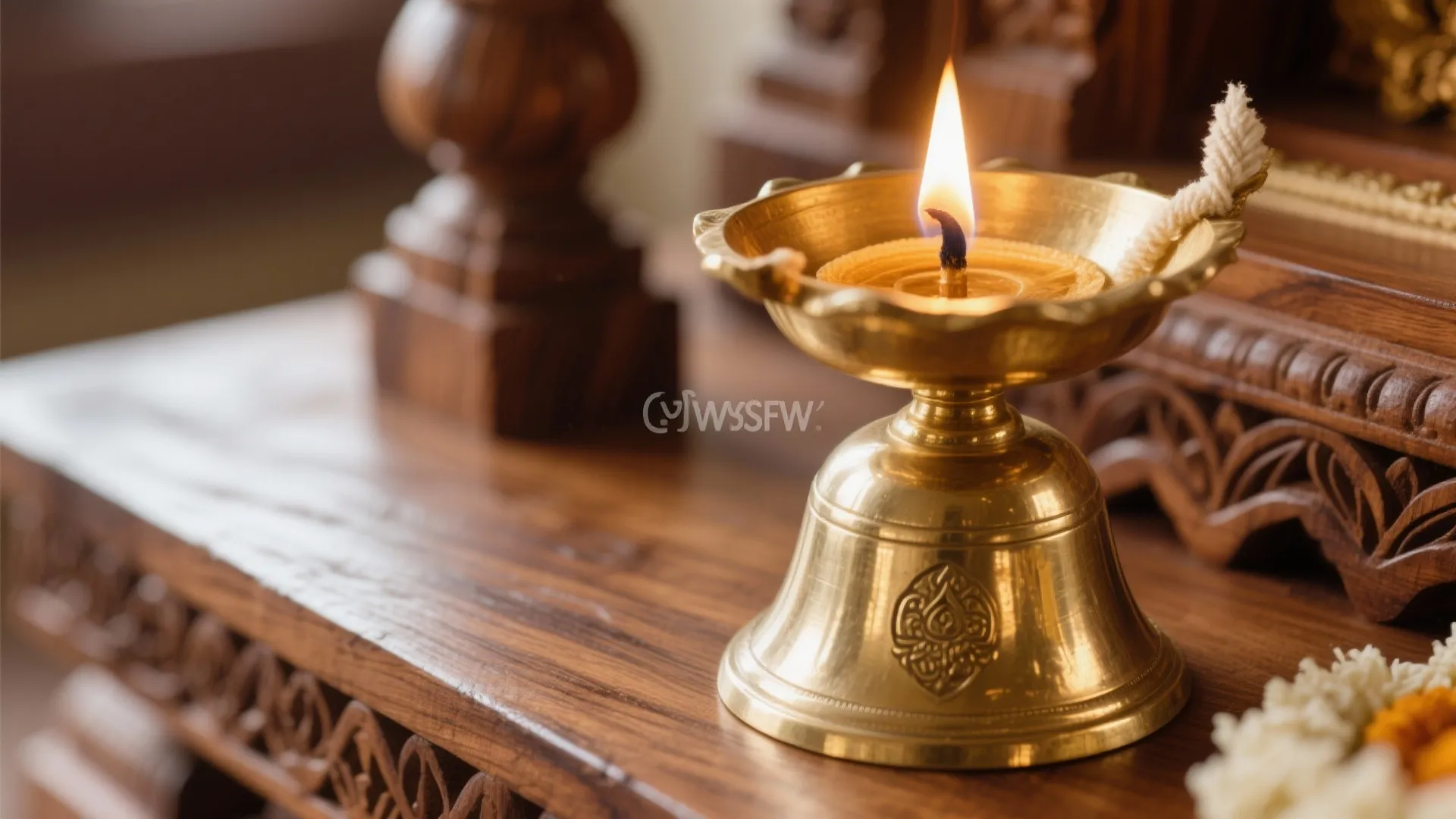 Teak-Wood Mandir with Brass Bells