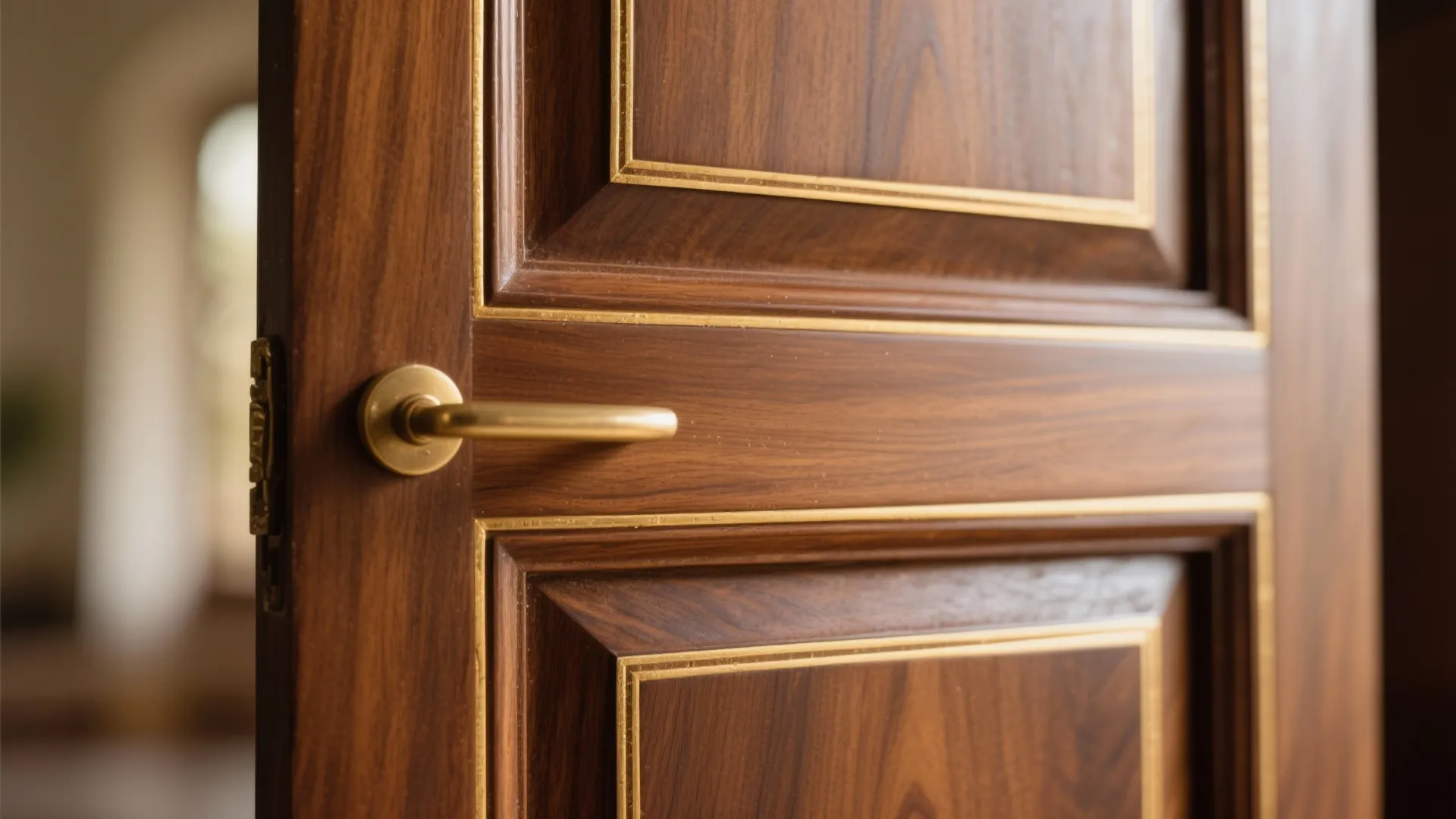 Teak Doors with Brass Inlay Details