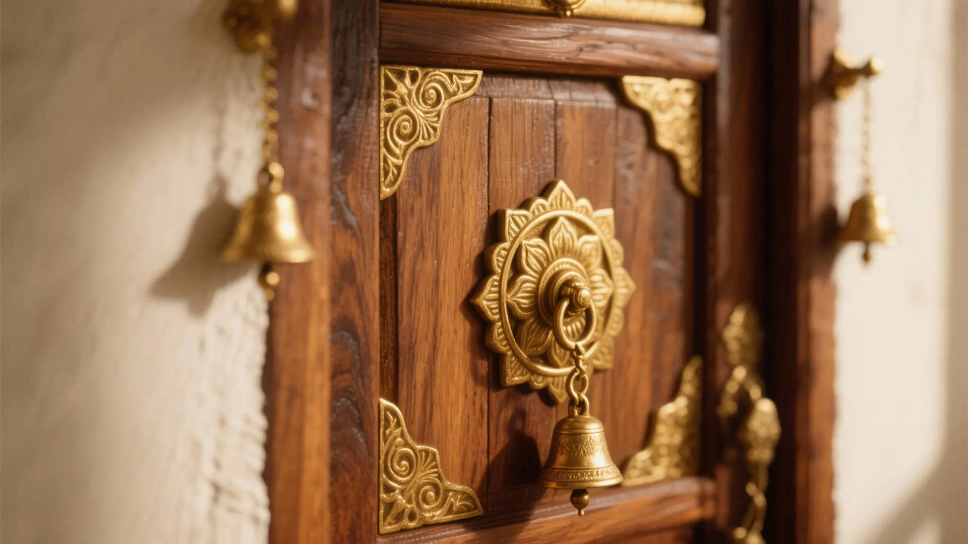Teak Wood Doors with Brass Motifs