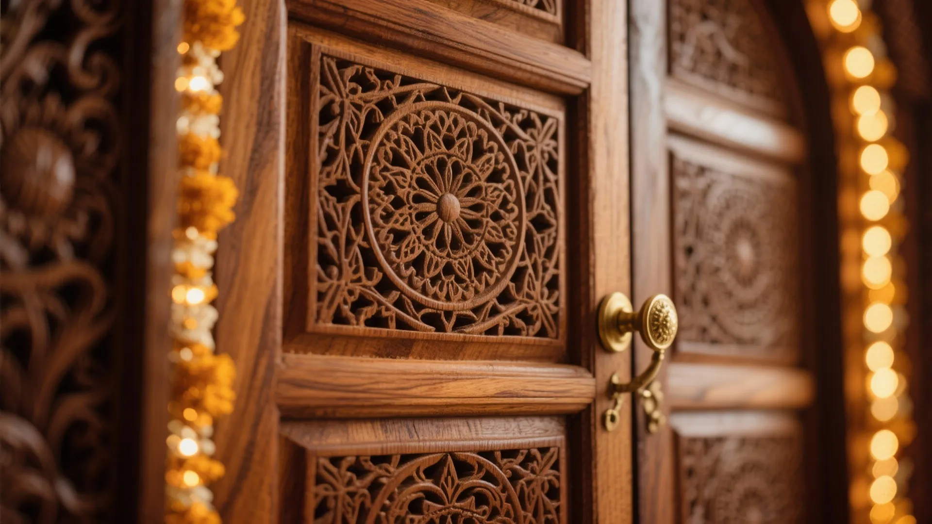 Teak-Wood Sanctum with Carved Doors