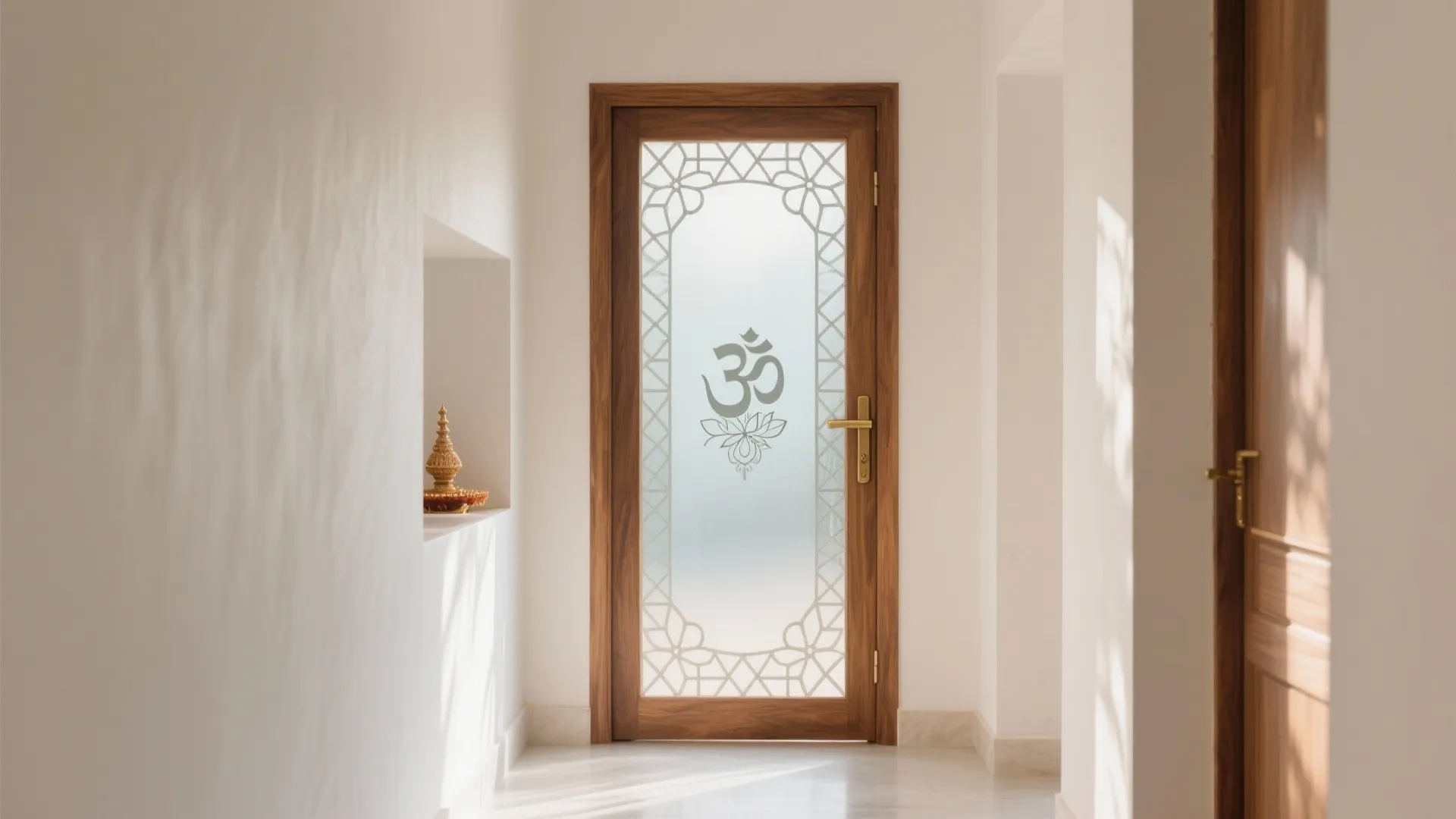 Minimal Teak Frame with Glass Jali Infill