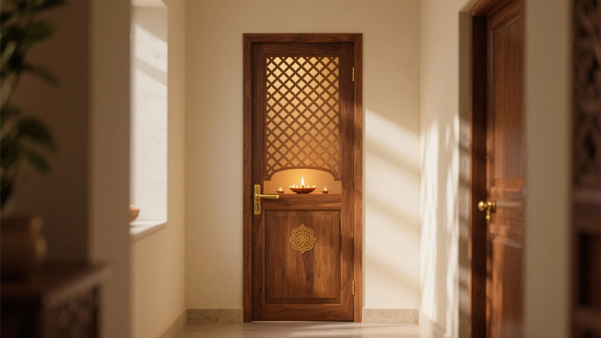 Teak Jaali Doors for Ventilation and Light