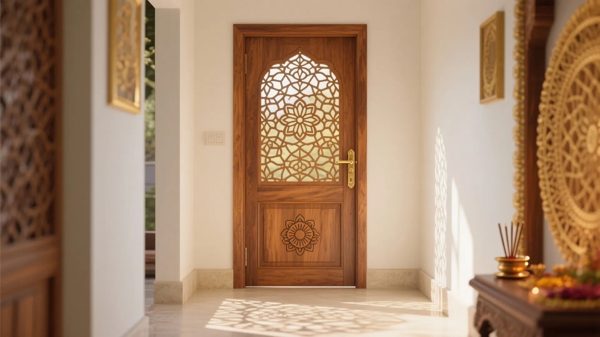 Floral Jaali Lattice in Teak