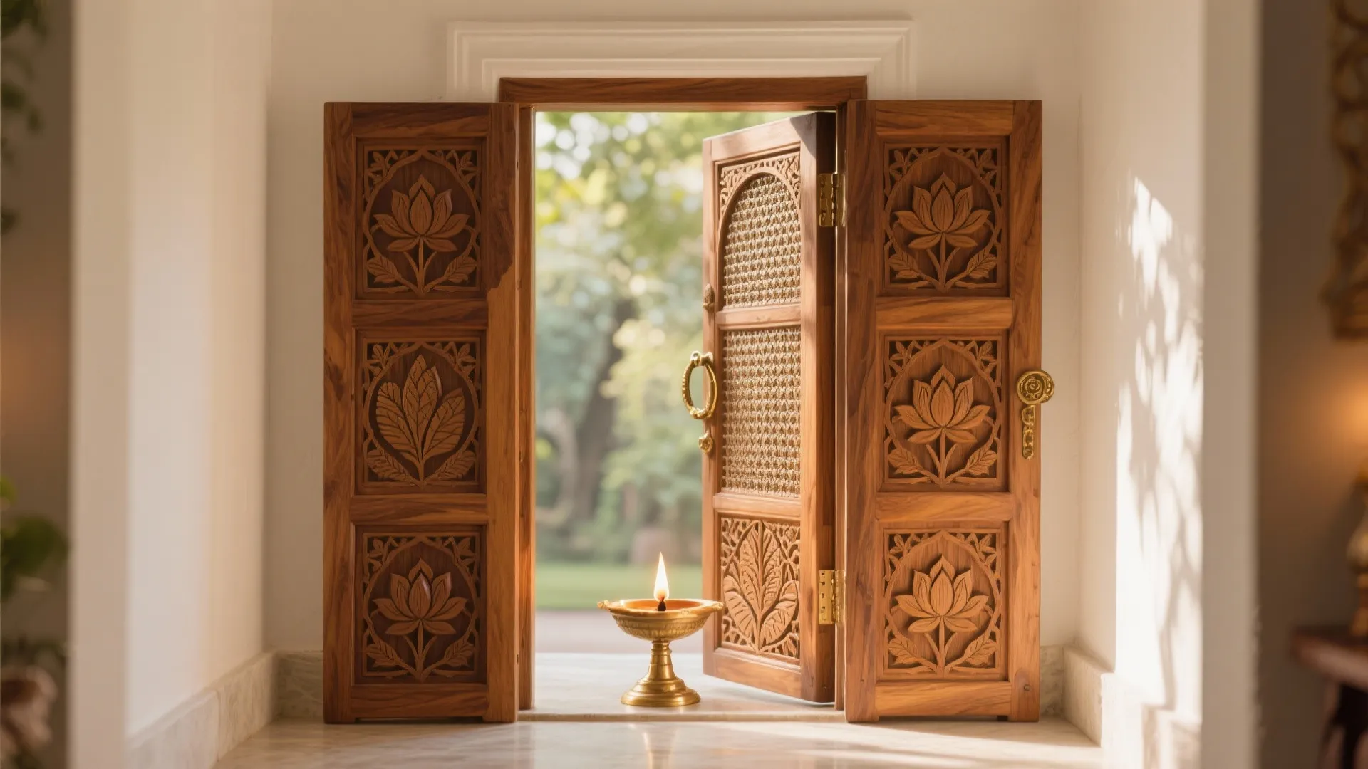 1) Hand‑Carved Jaali Teak Doors