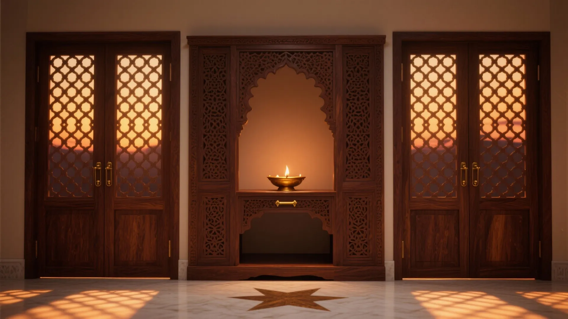 Carved jaali doors in solid teak