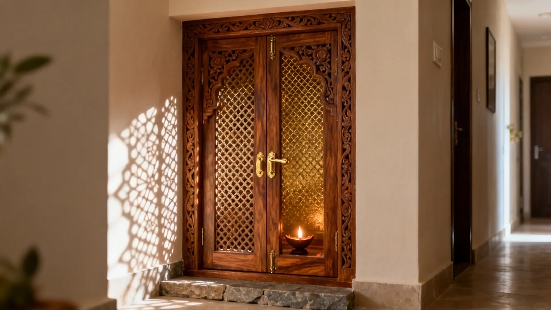Carved Teak Doors with Jaali Panels