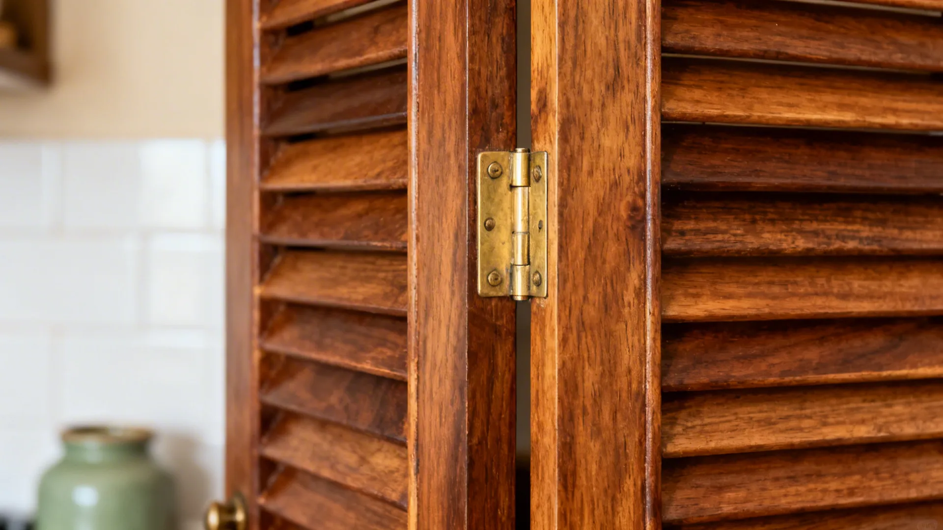 Teak Double Doors with Louvered Panels