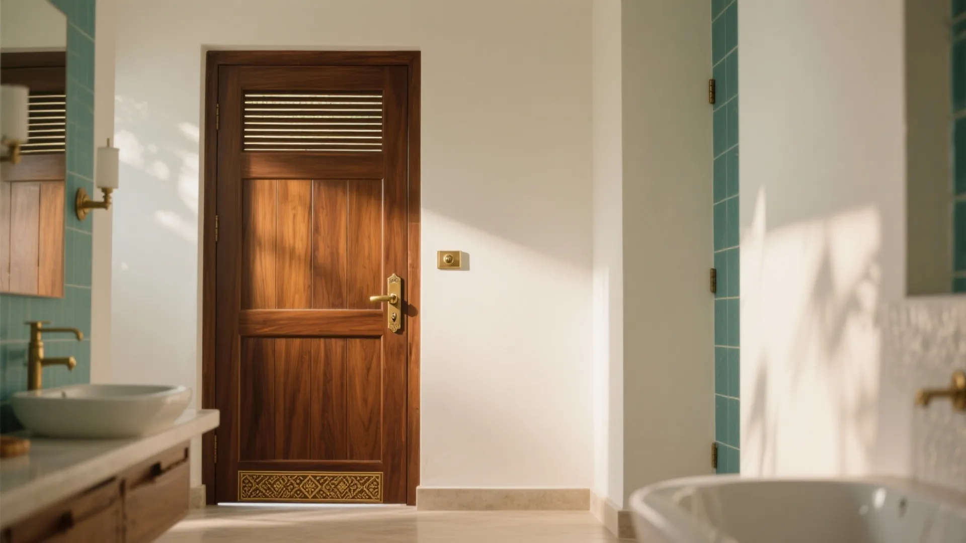 Kerala Classic: Teak Door with High Louvers