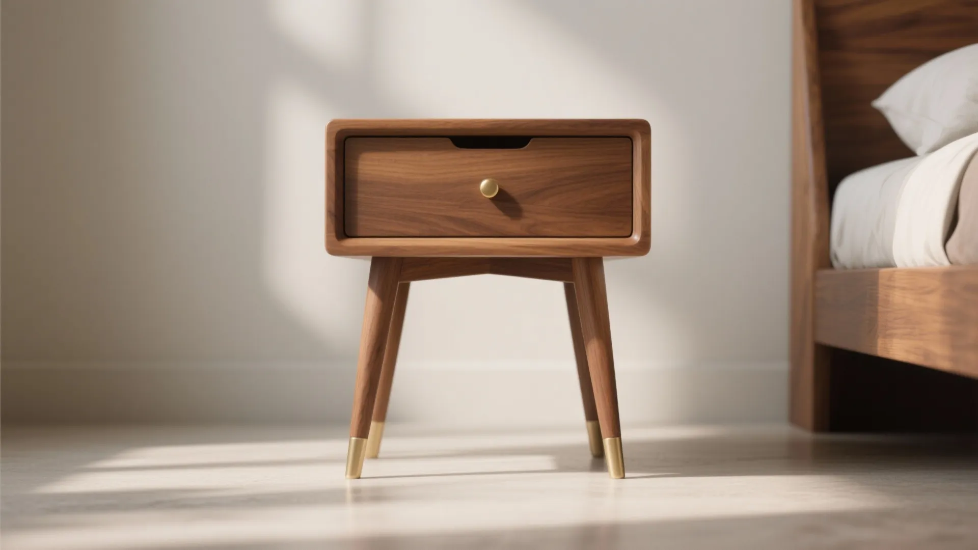 1. Classic Teak Nightstand with Tapered Legs