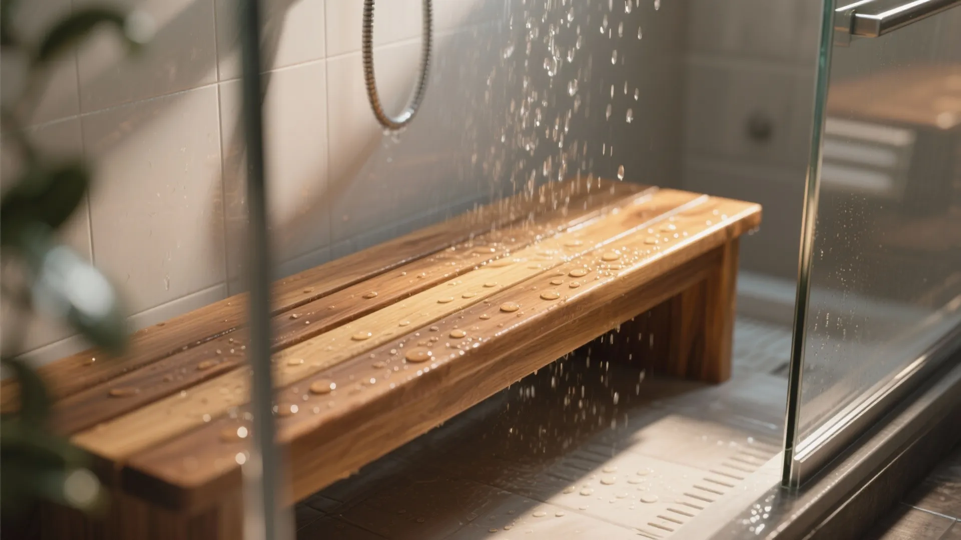 2. Teak Shower Bench