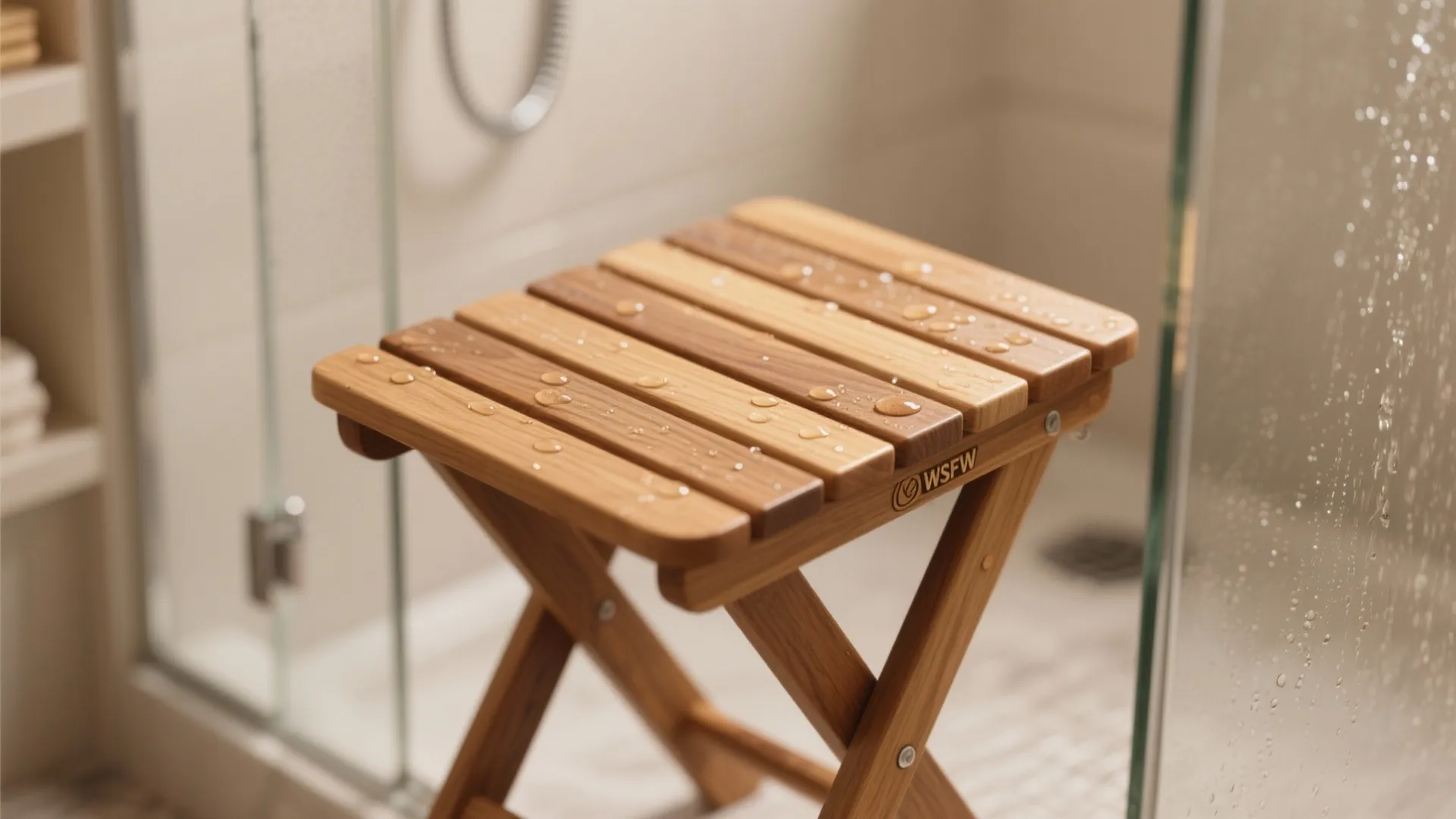 Idea 1: Foldable Teak Shower Stool
