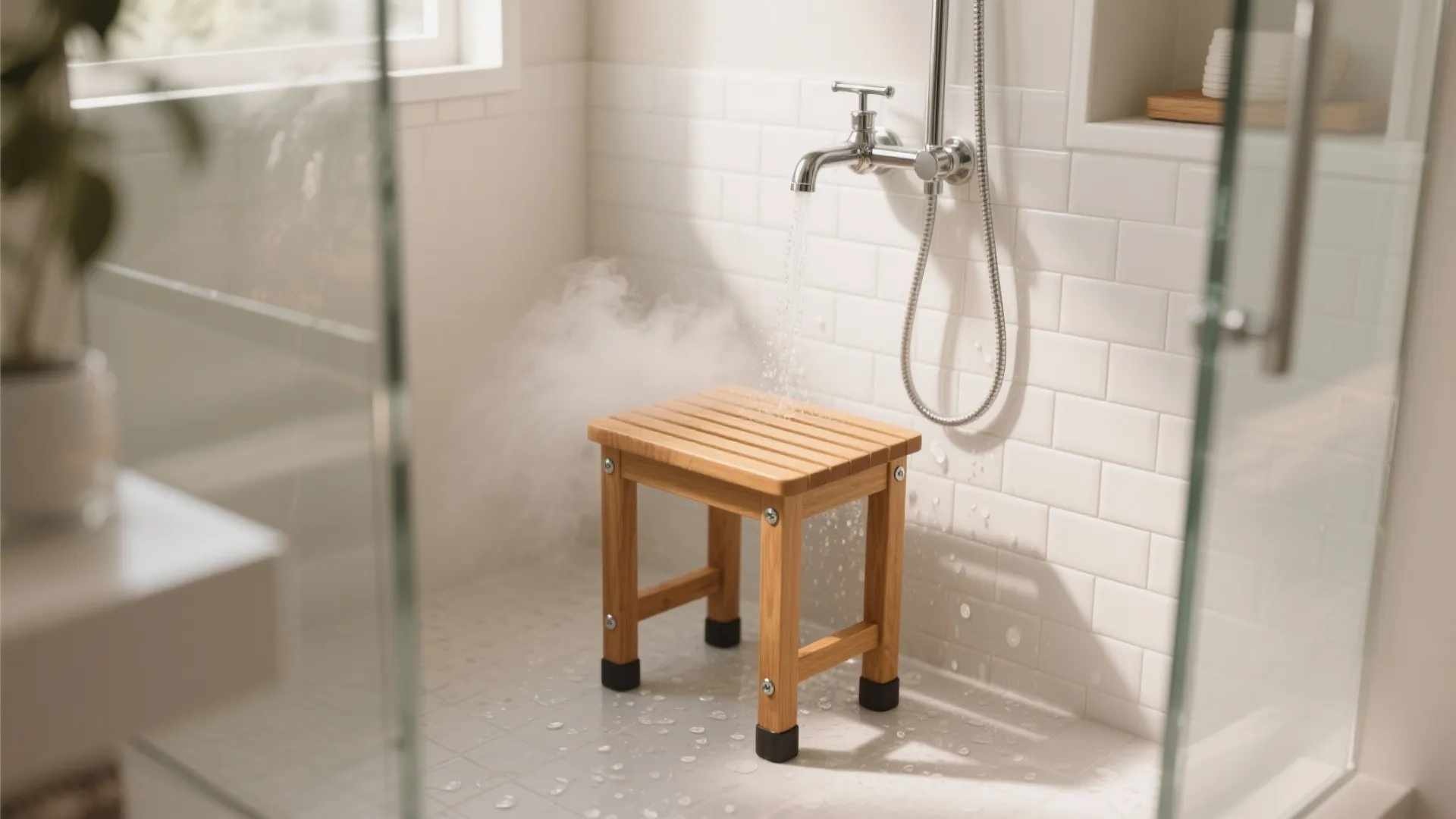 Teak Shower Stool For A Spa Mood