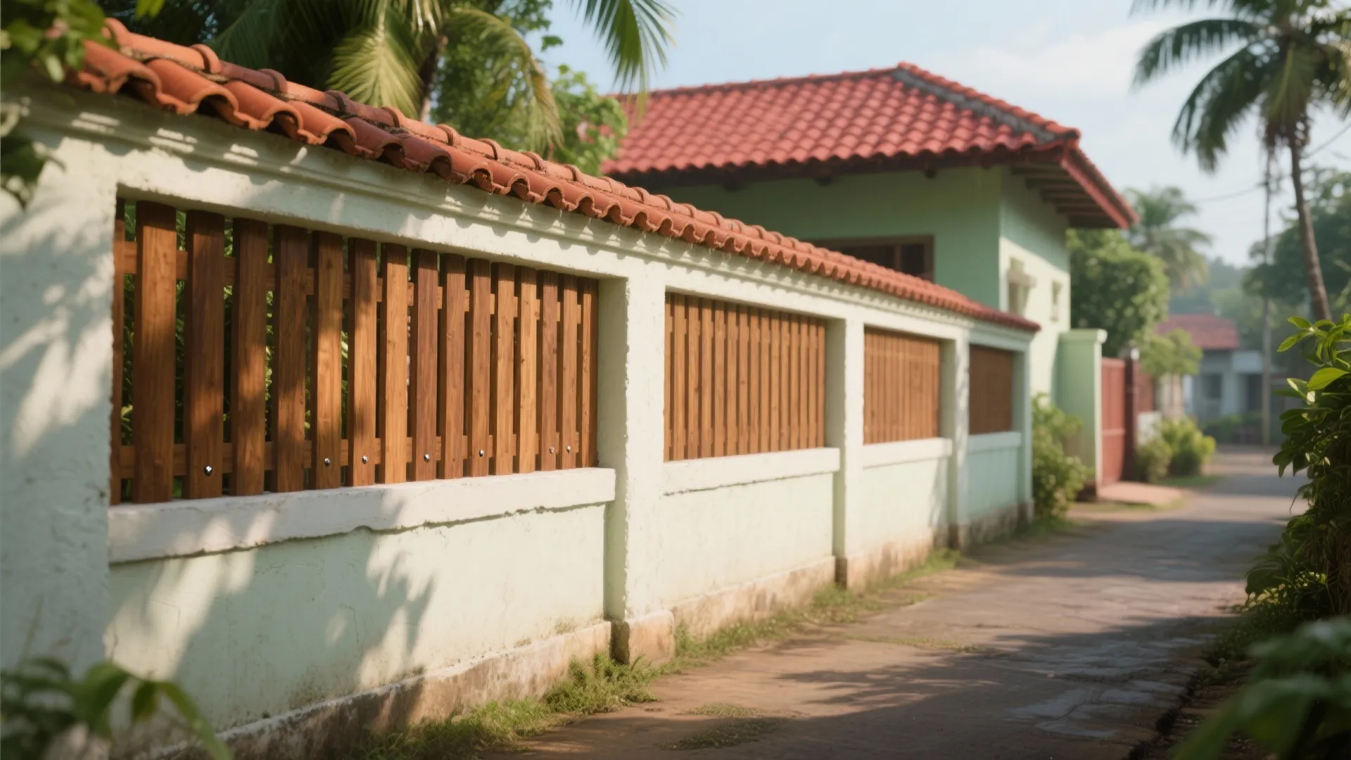 Timber Slats with Mangalore Tile Coping