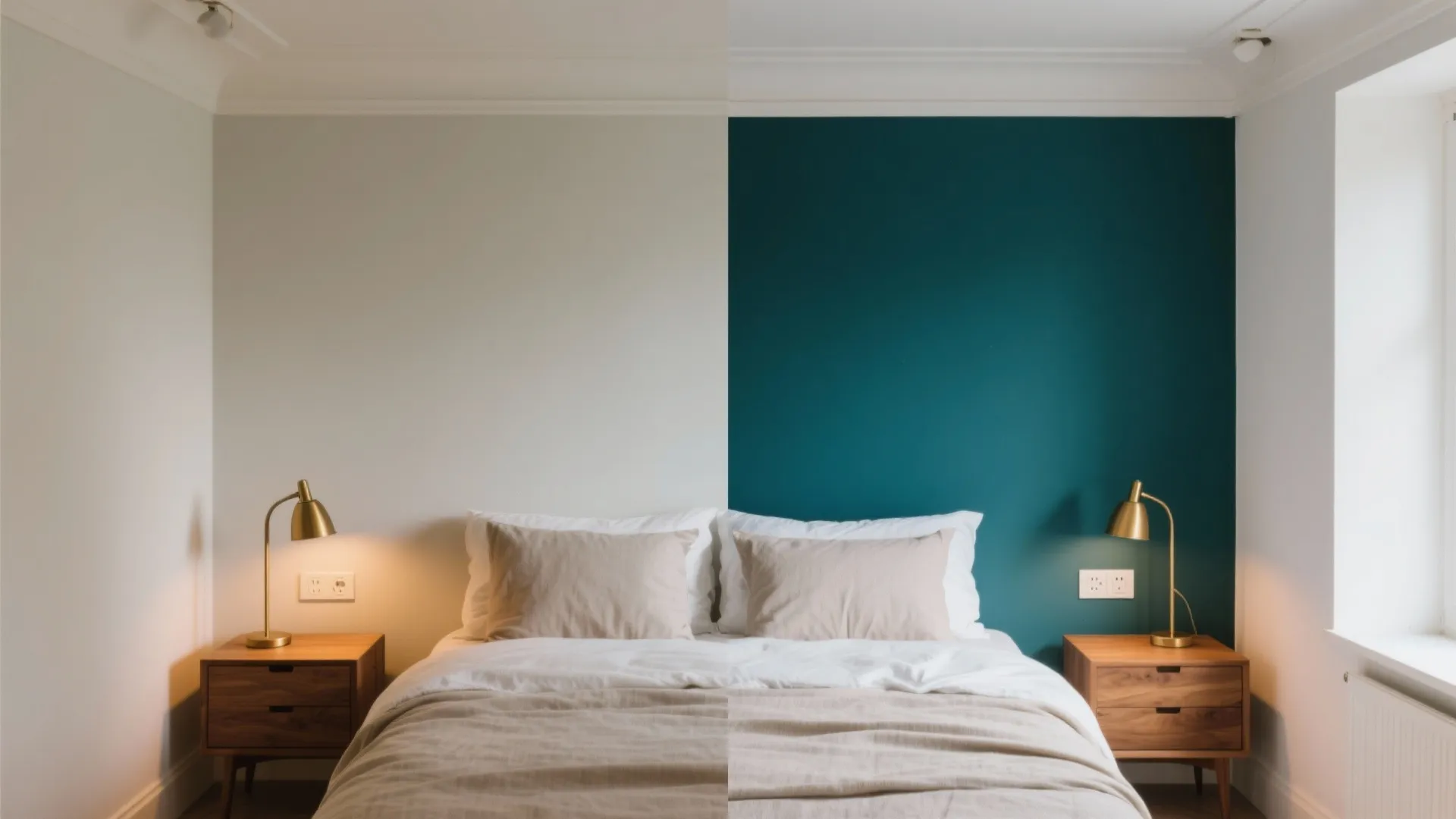 Moody Teal Accent Wall + Warm Lighting