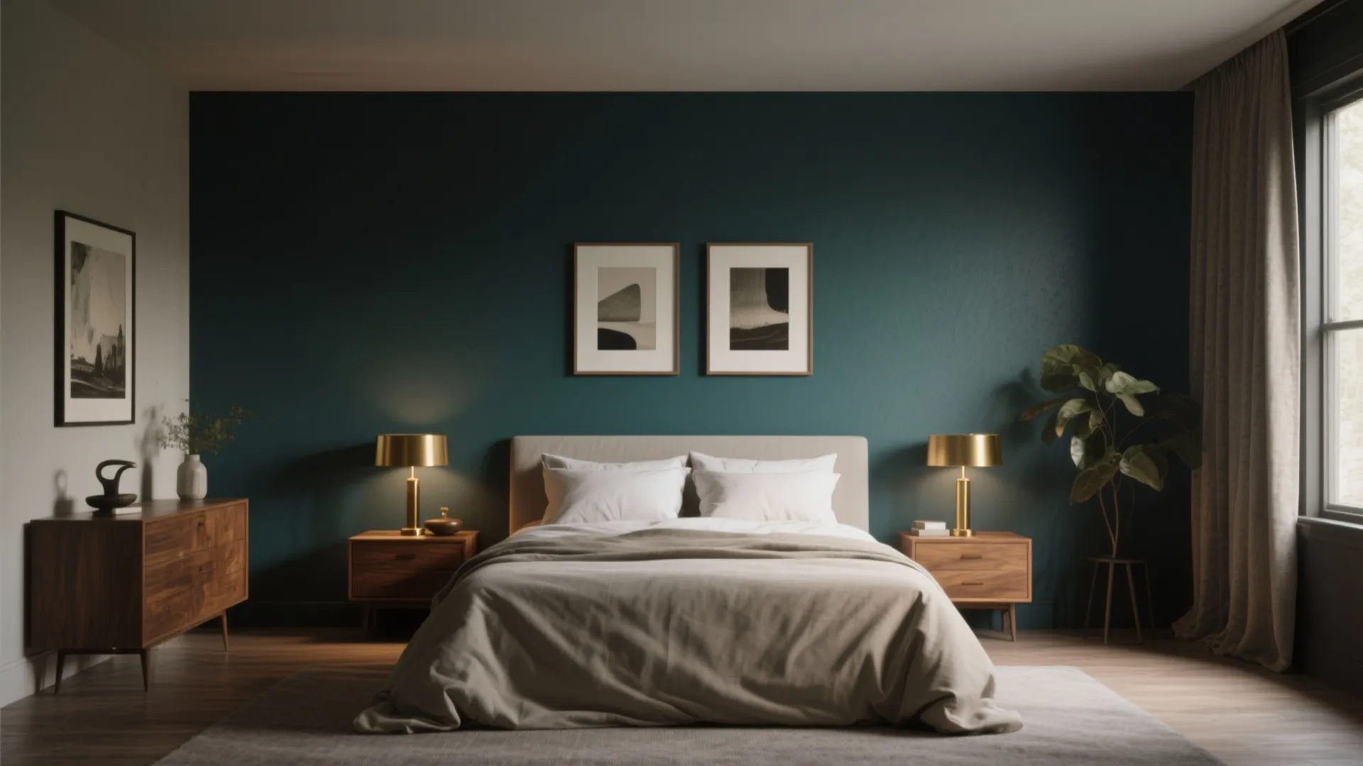 2. Deep Teal Accent Wall for Drama