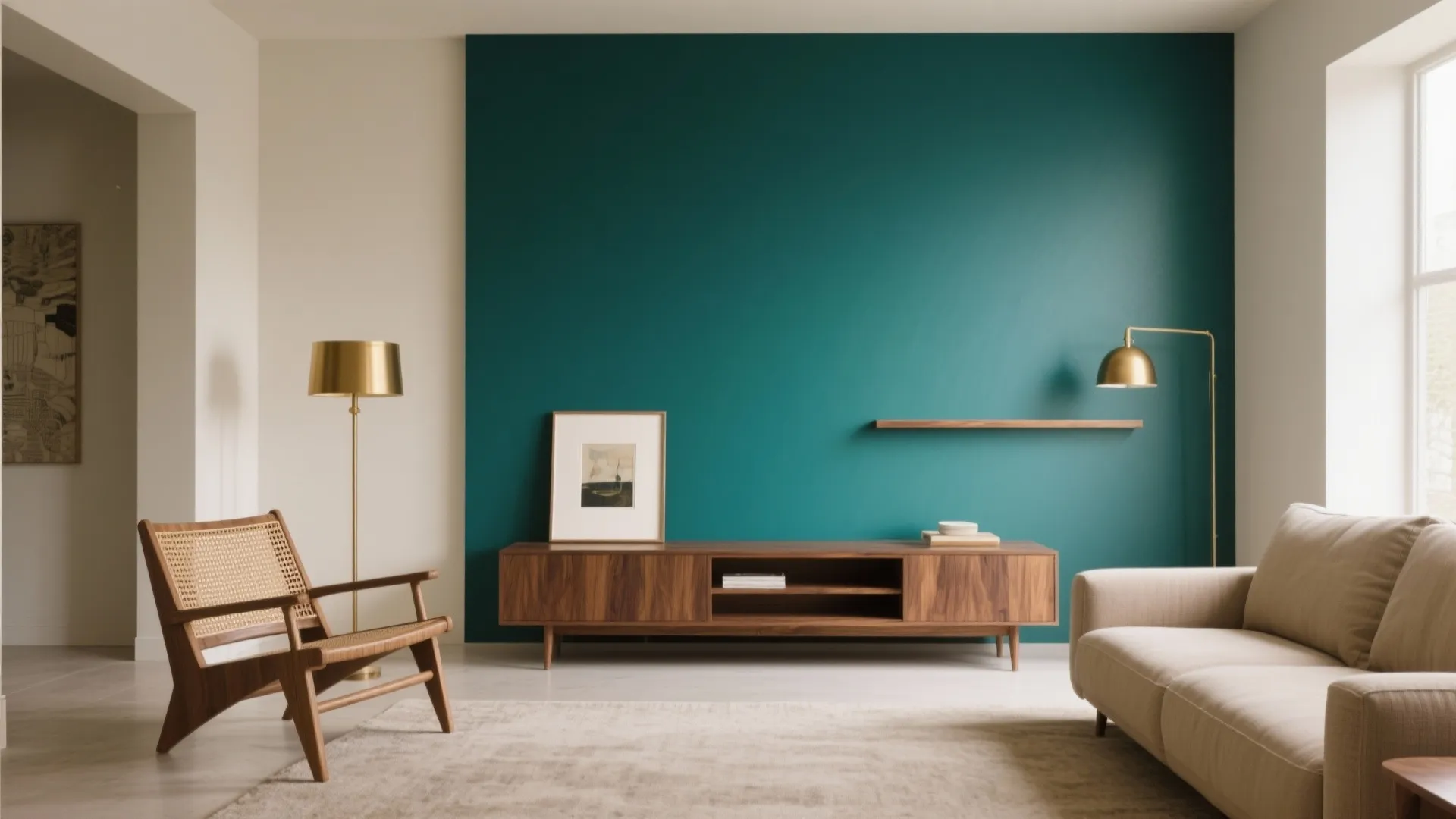 Teal Accent Wall with Balanced Neutrals