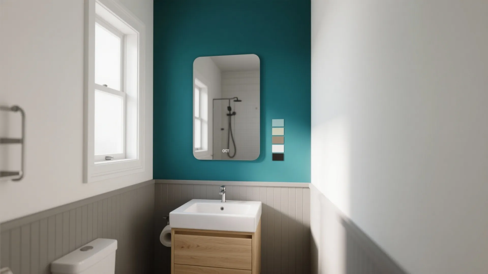 1. Teal Accent Wall with Neutral Surround