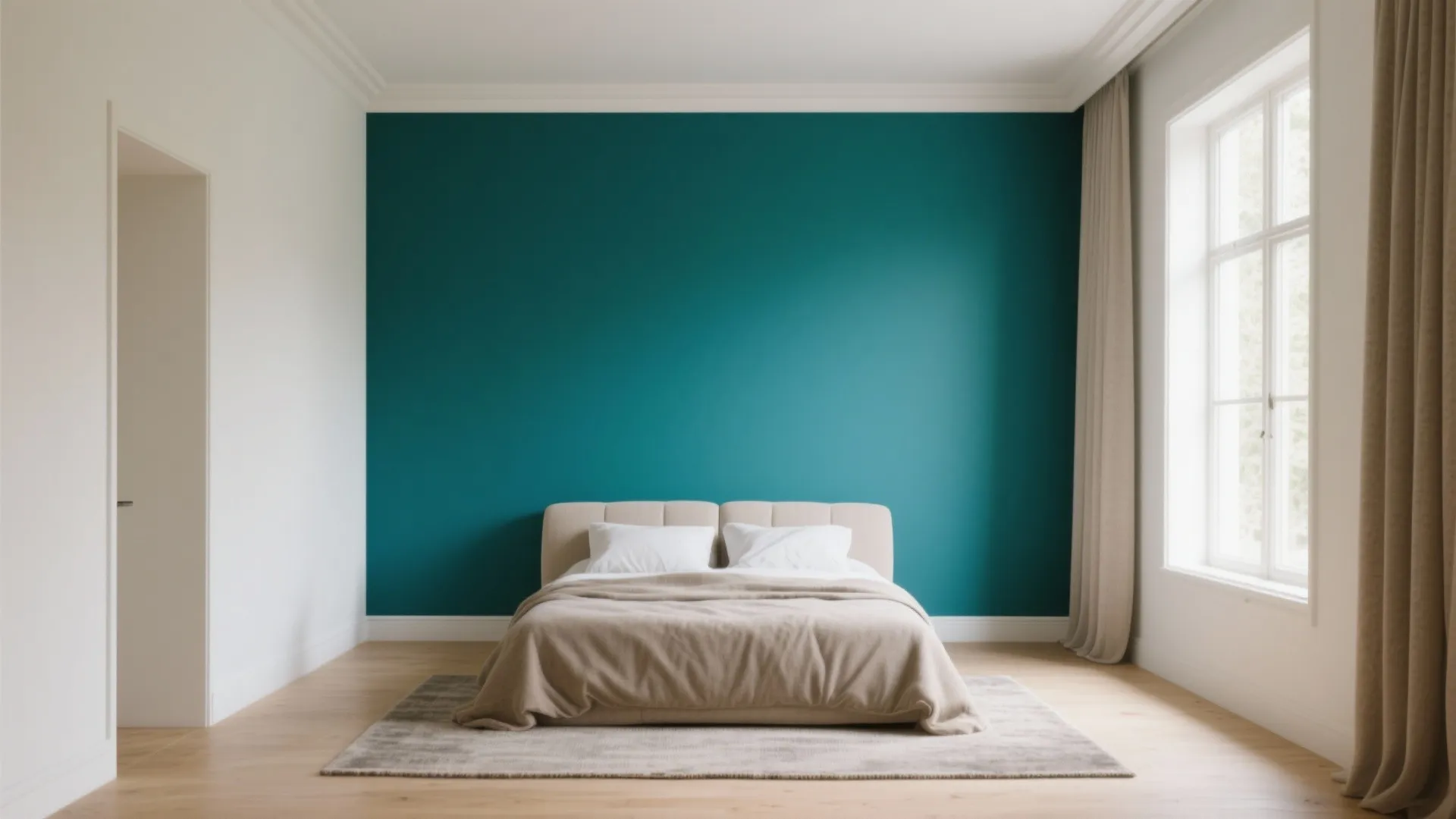1. Teal Accent Wall with Layered Neutrals