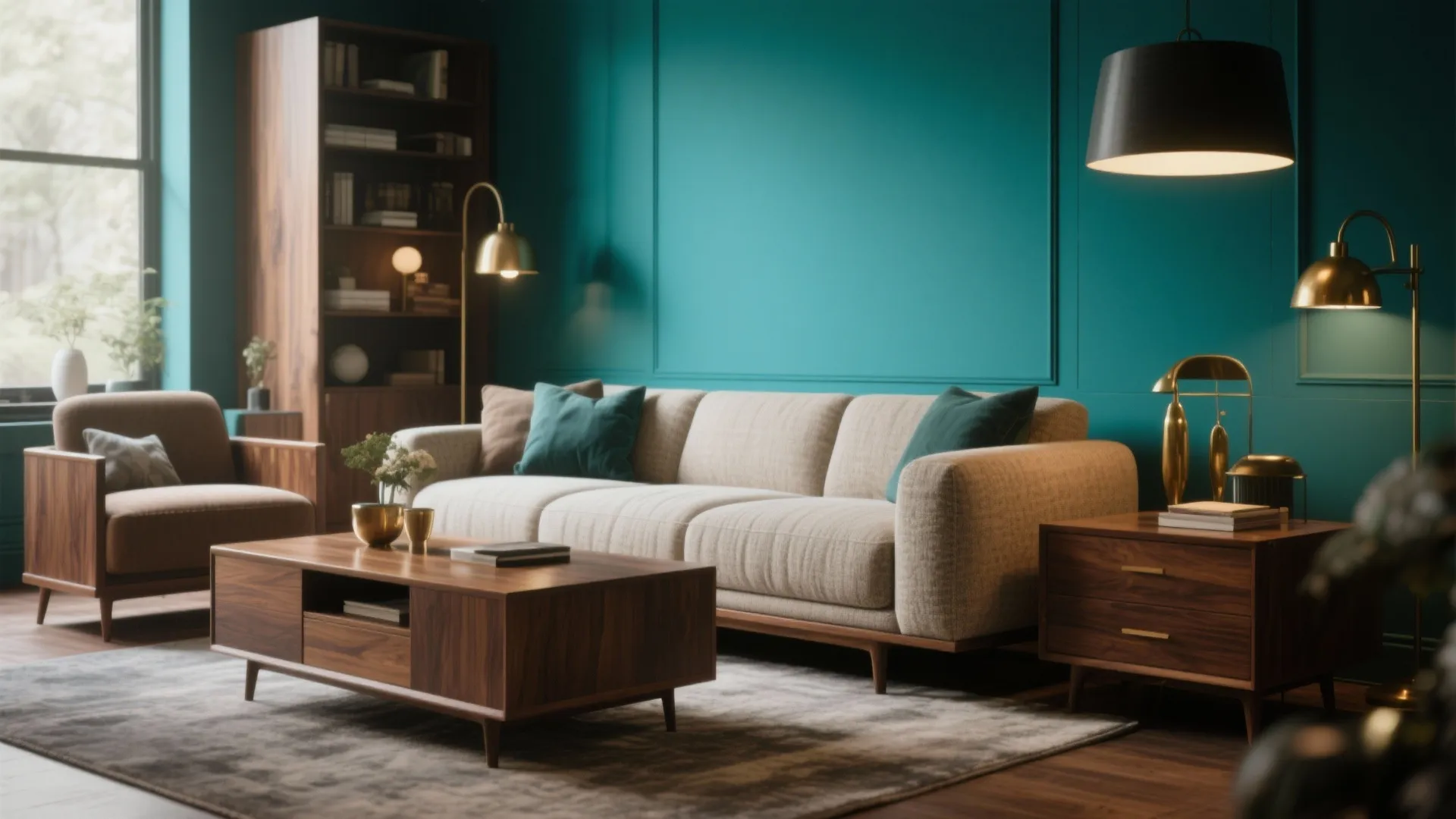 2. Deep teal as a dramatic accent wall