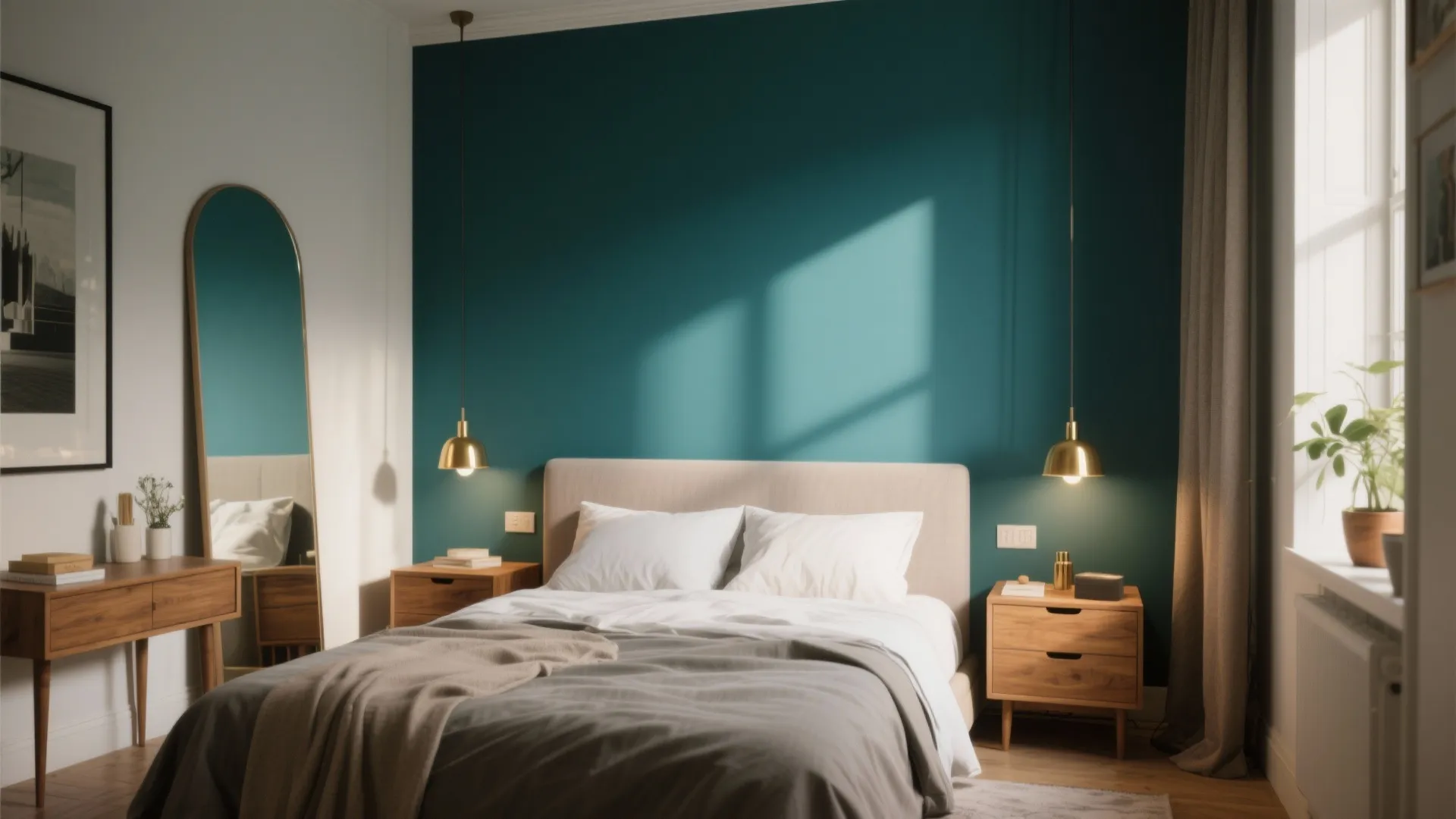 2. Use an accent wall boldly — even in a tiny space