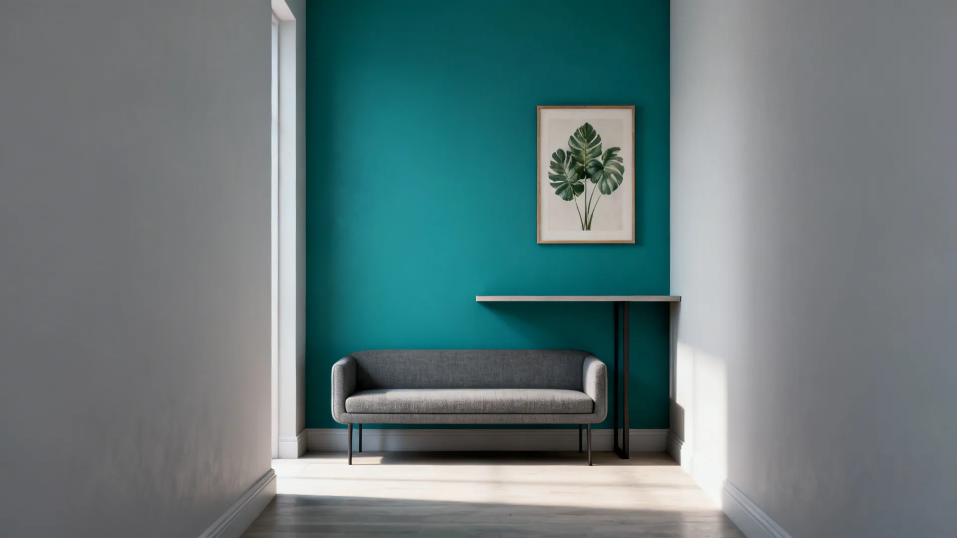 1. Teal Accent Wall with Light Grey Base