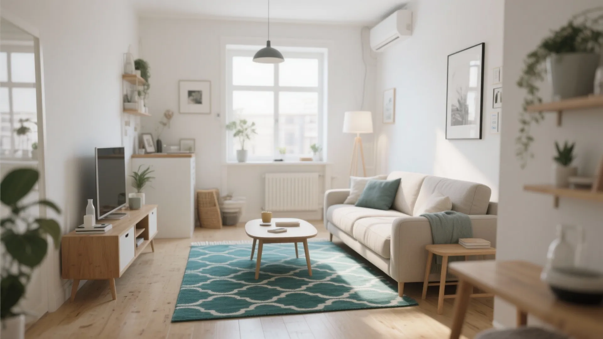 5. Teal Area Rug to Define the Space