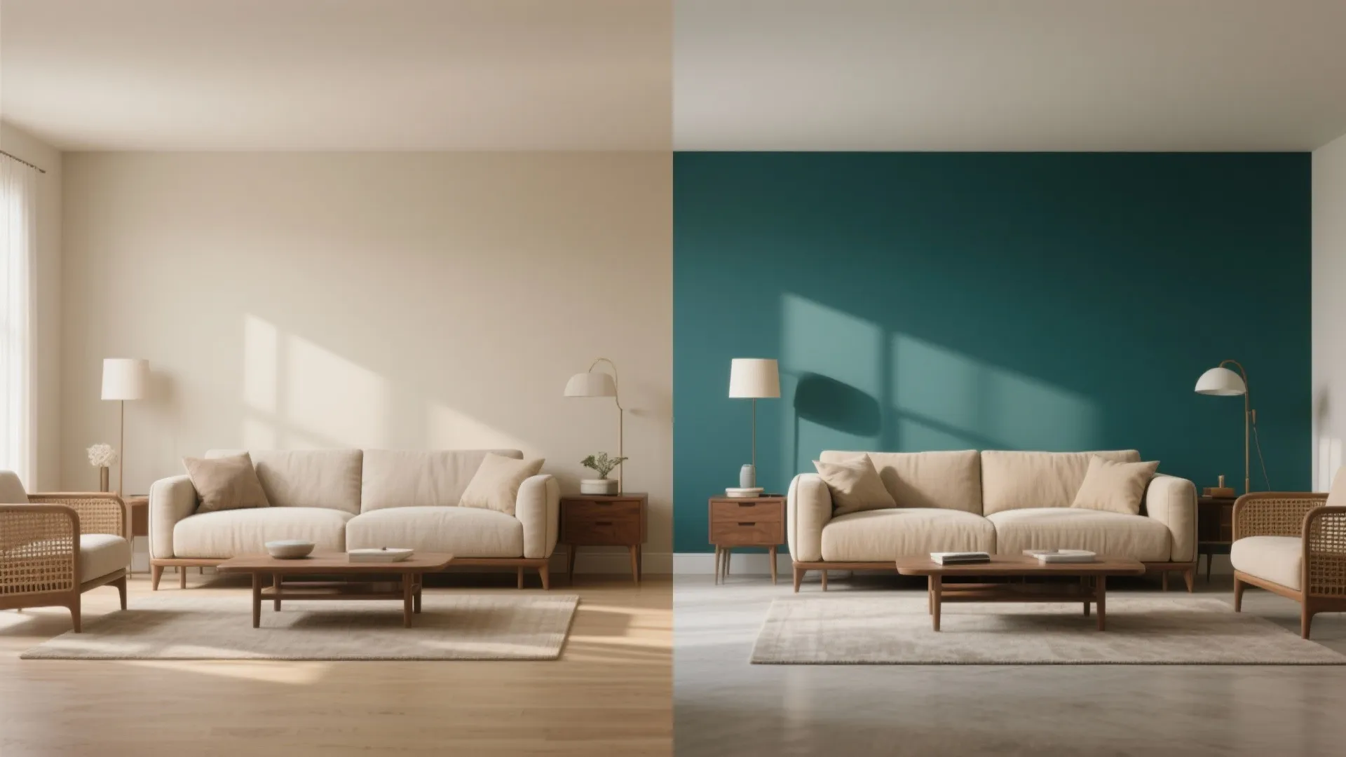 Teal Accent Wall with Balanced Neutrals